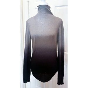 White + Warren Cashmere Turtleneck Sweater / Medium / Black Grey Ombre / Y2K EUC